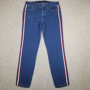 Tommy Hilfiger Womens Jeans Size‎ 8 Tribeca Skinny Mid-Rise Denim Stripe 30x28